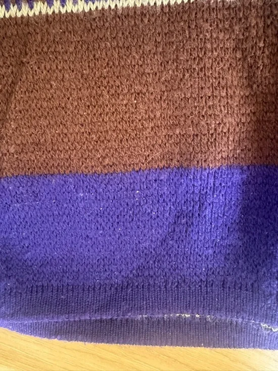 Vintage 80s Men's Fair Isle Knit 1/4 Zip Sweater Benetton XL - Picture 3 of 6